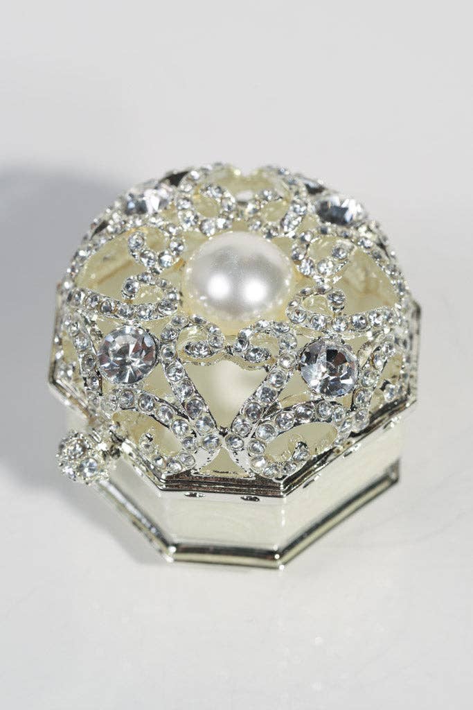 White Crystal Ring Box