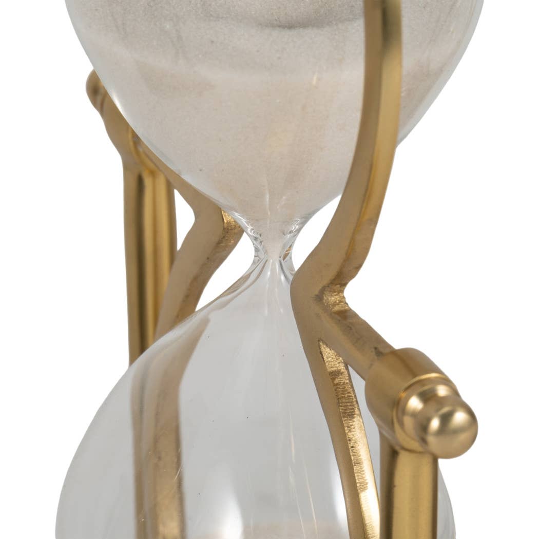 Decorative Sculpture - Gold Metal Hourglass Sandtimer, 11 in.