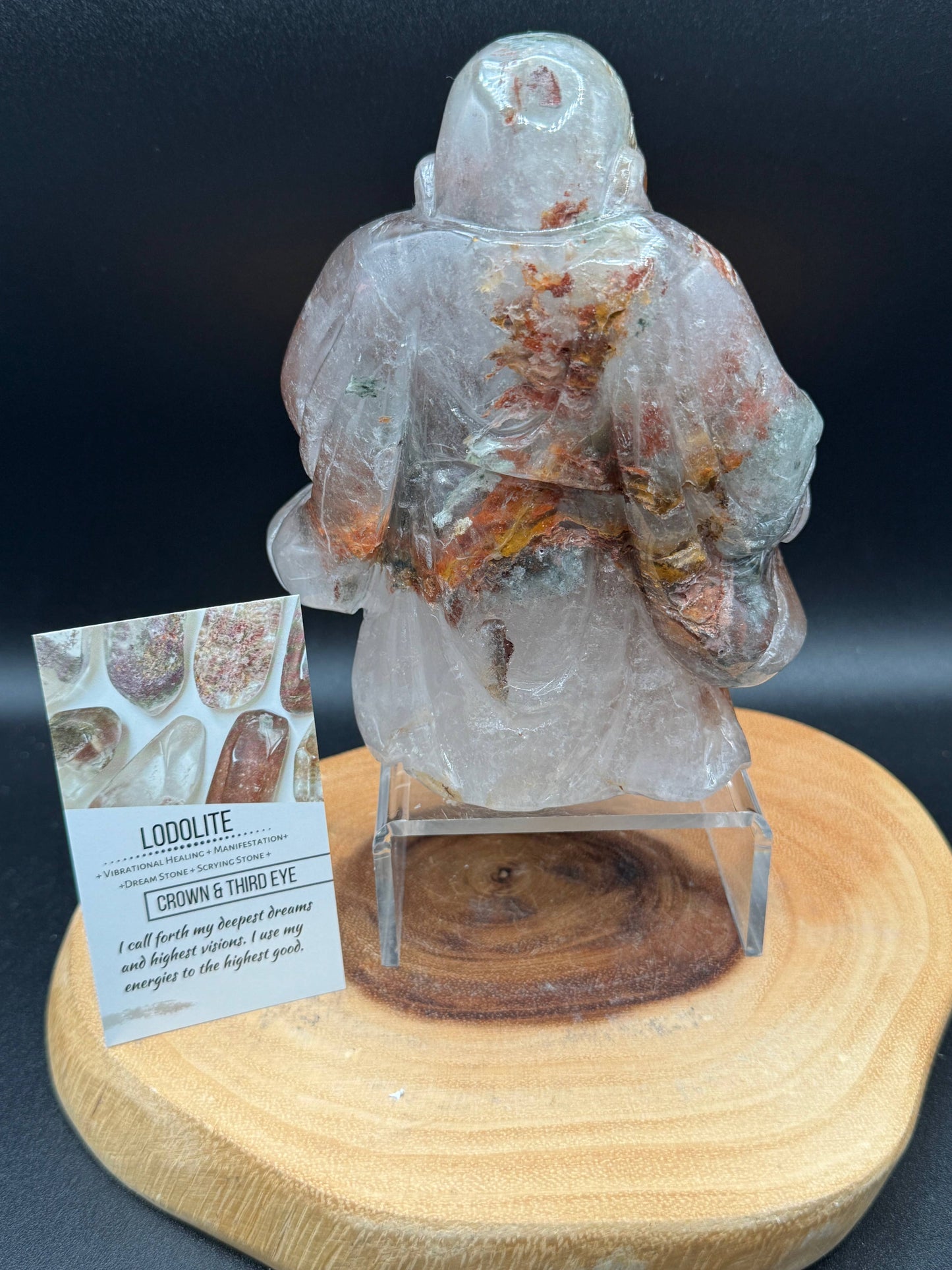 Happy Laughing Buddha Lodolite garden quartz G992