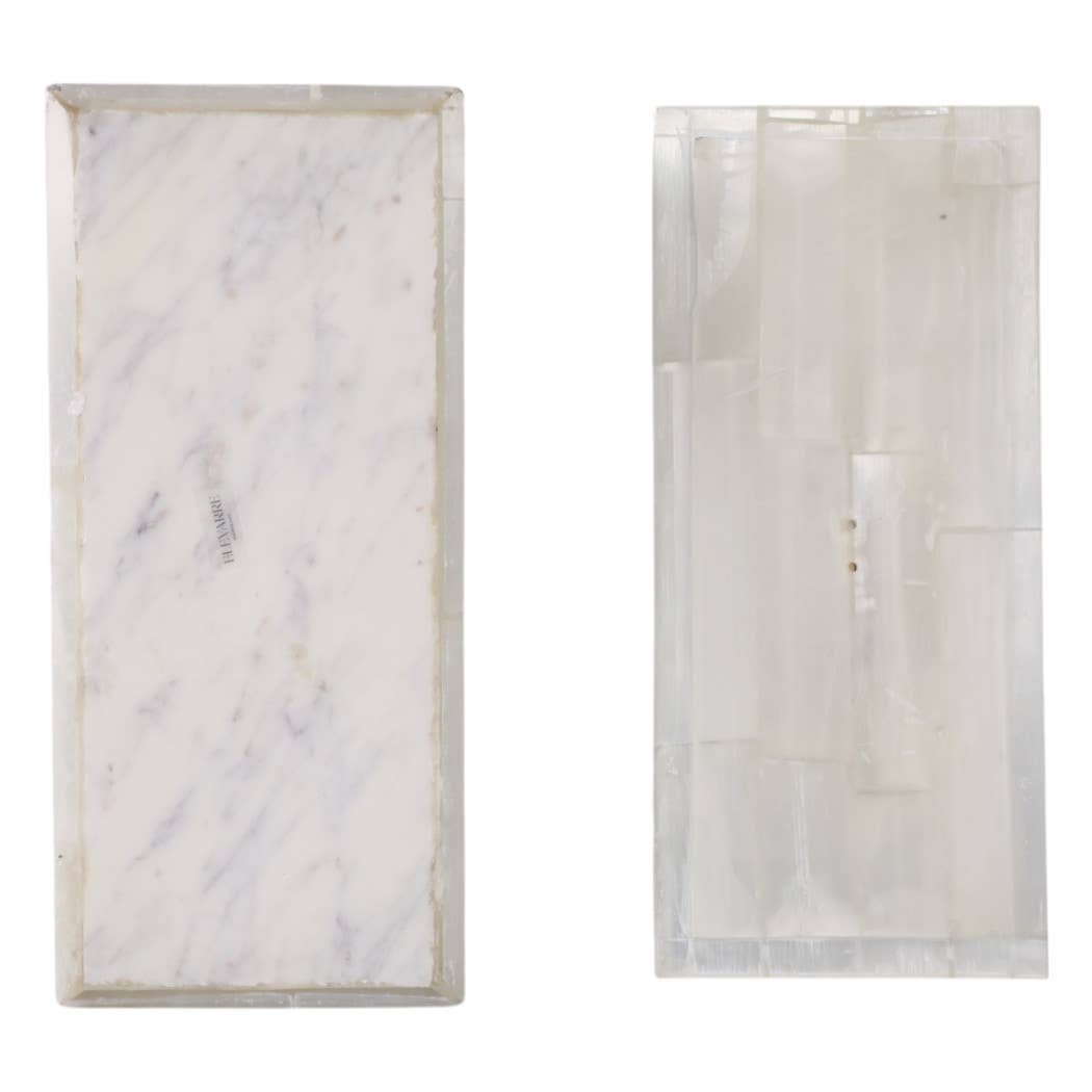 Decorative Box - White Selenite Stone with Gold Top