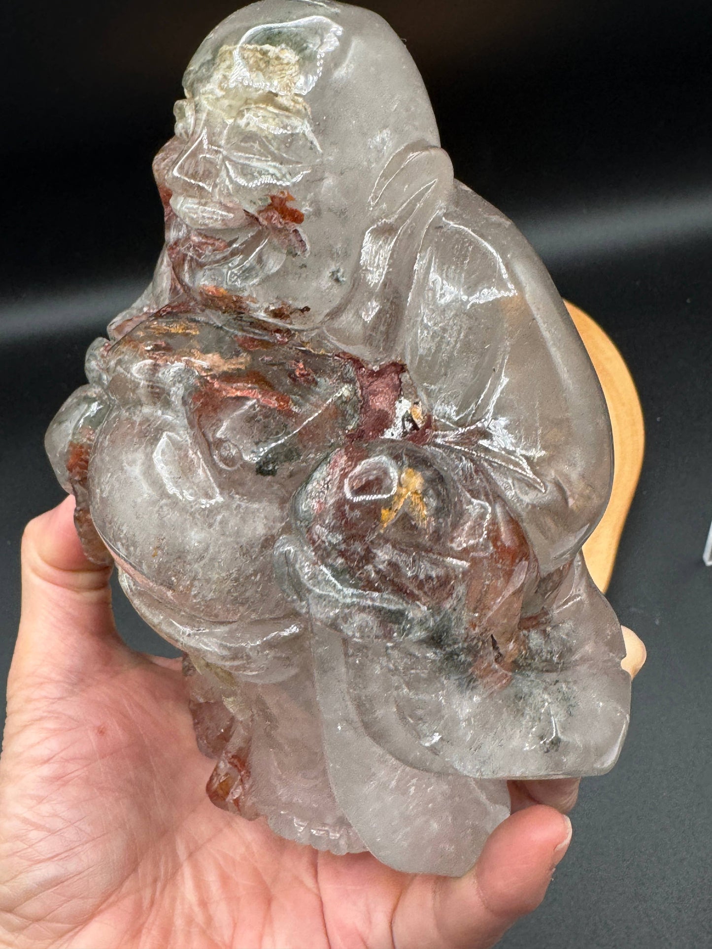 Happy Laughing Buddha Lodolite garden quartz G992