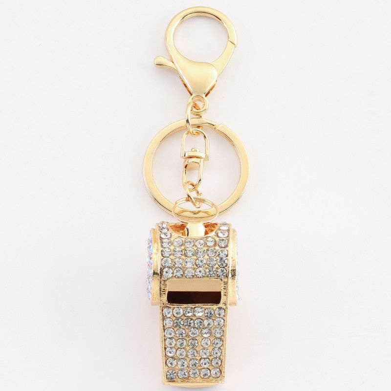 Rhinestone Whistle Keychain Key Ring
