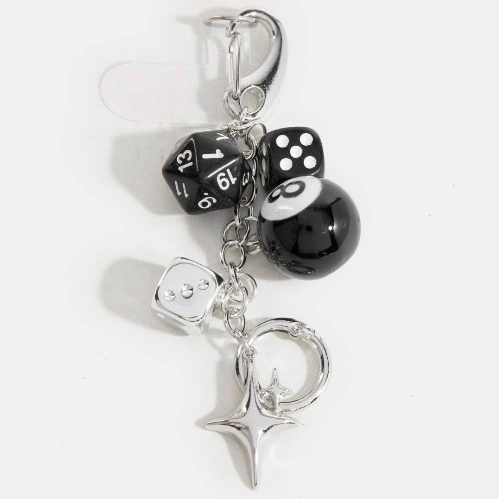 Multi Dice 8 Ball And Star Bag Charms