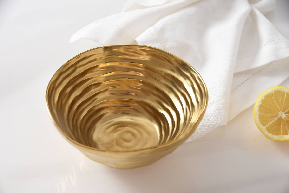 Small Gold Porcelain Serving  Bowl