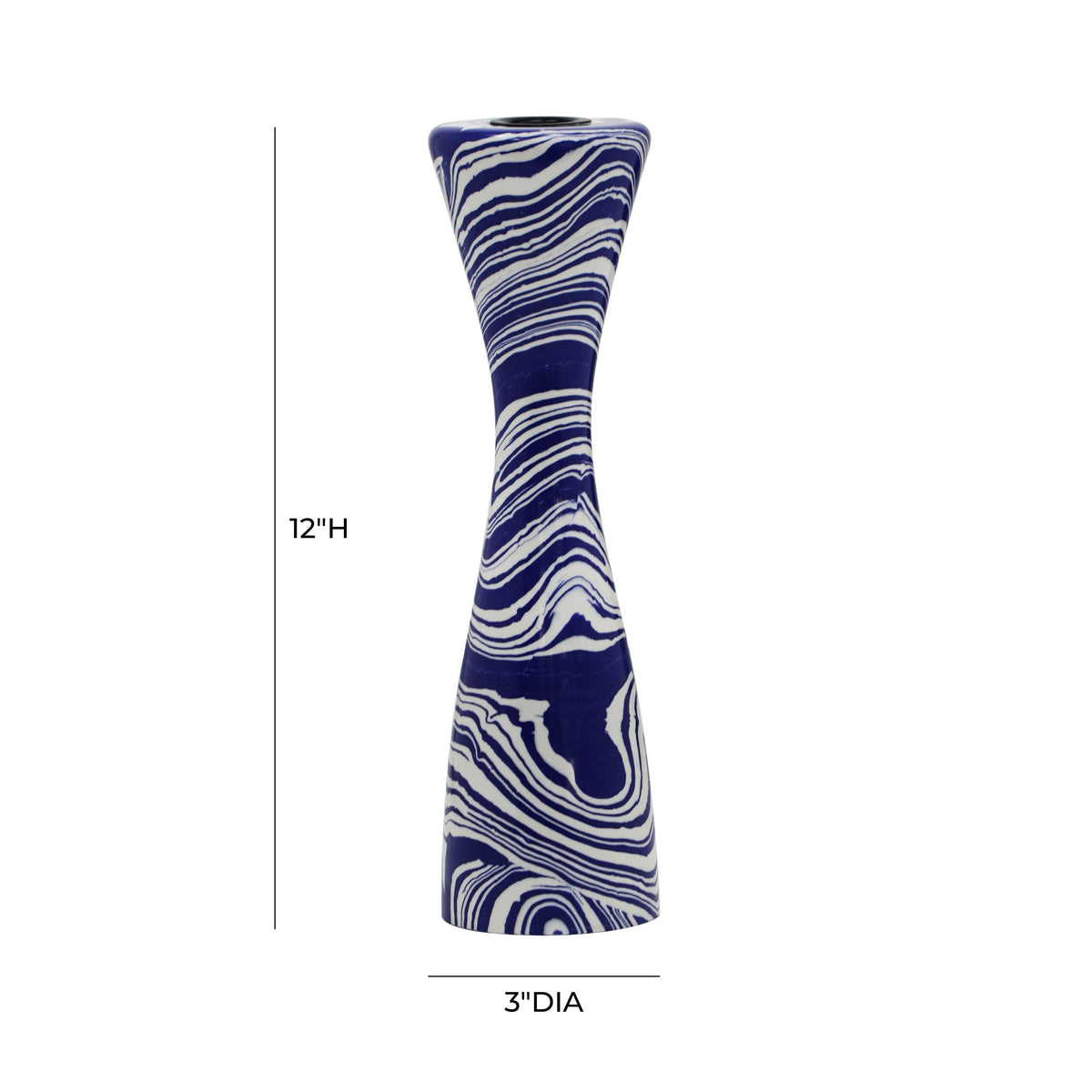 Lapis Blue & White Swirl Resin Candlesticks (Pair)