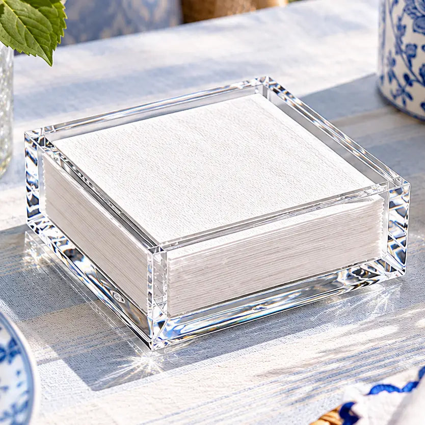 Clear Acrylic Cocktail Napkin Holder, Classic 6 Inch