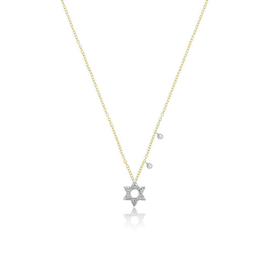 14kt Yellow Gold and Diamond Dainty Jewish Star/ Star of David Necklace