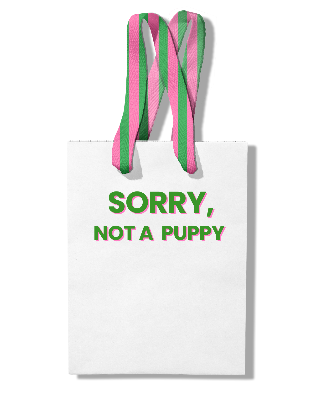 Paper Gift Bag | Sorry Not a Puppy | pink + green