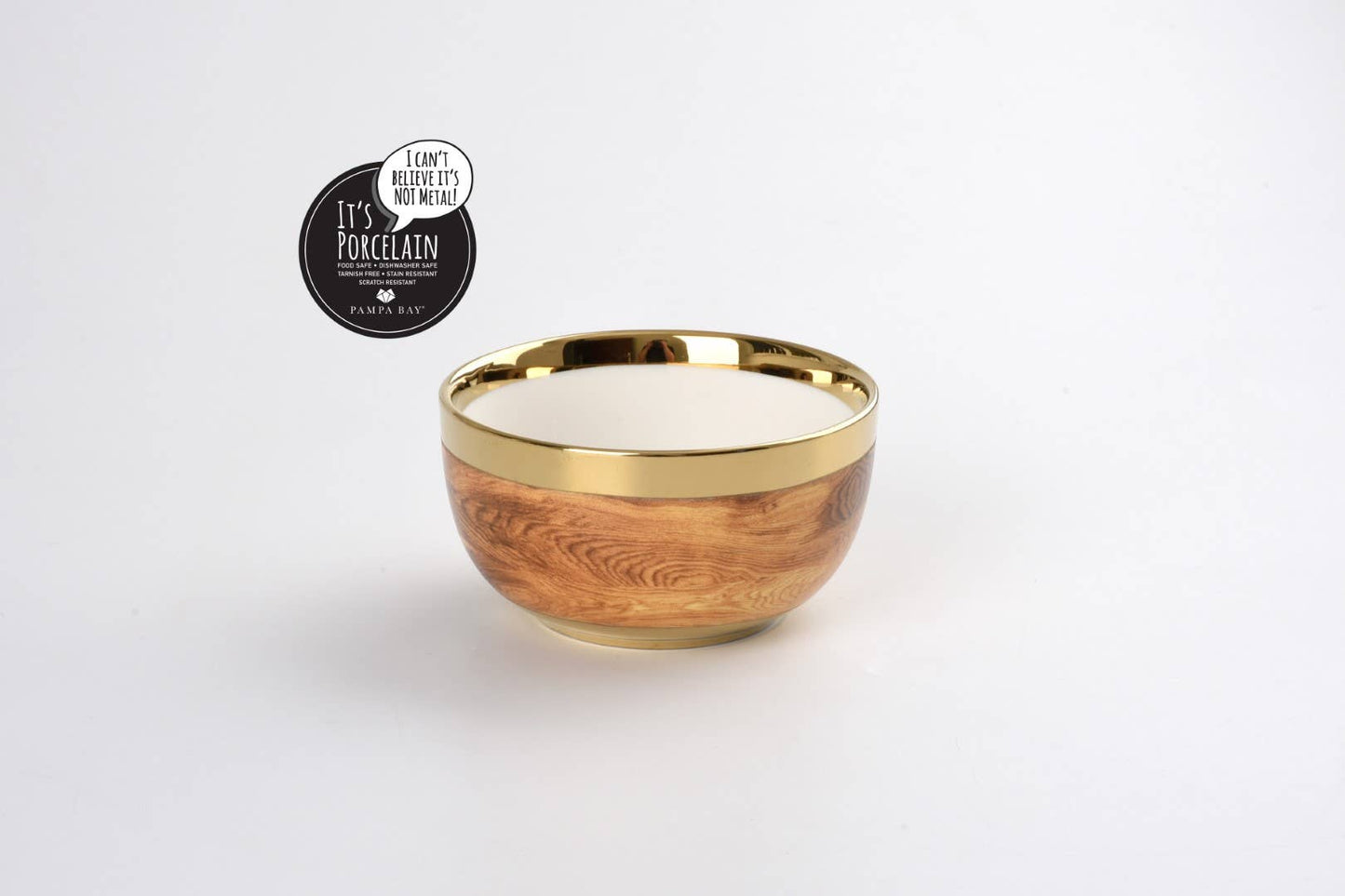 Rustic Wood Deign Snack Bowl in Porcelain
