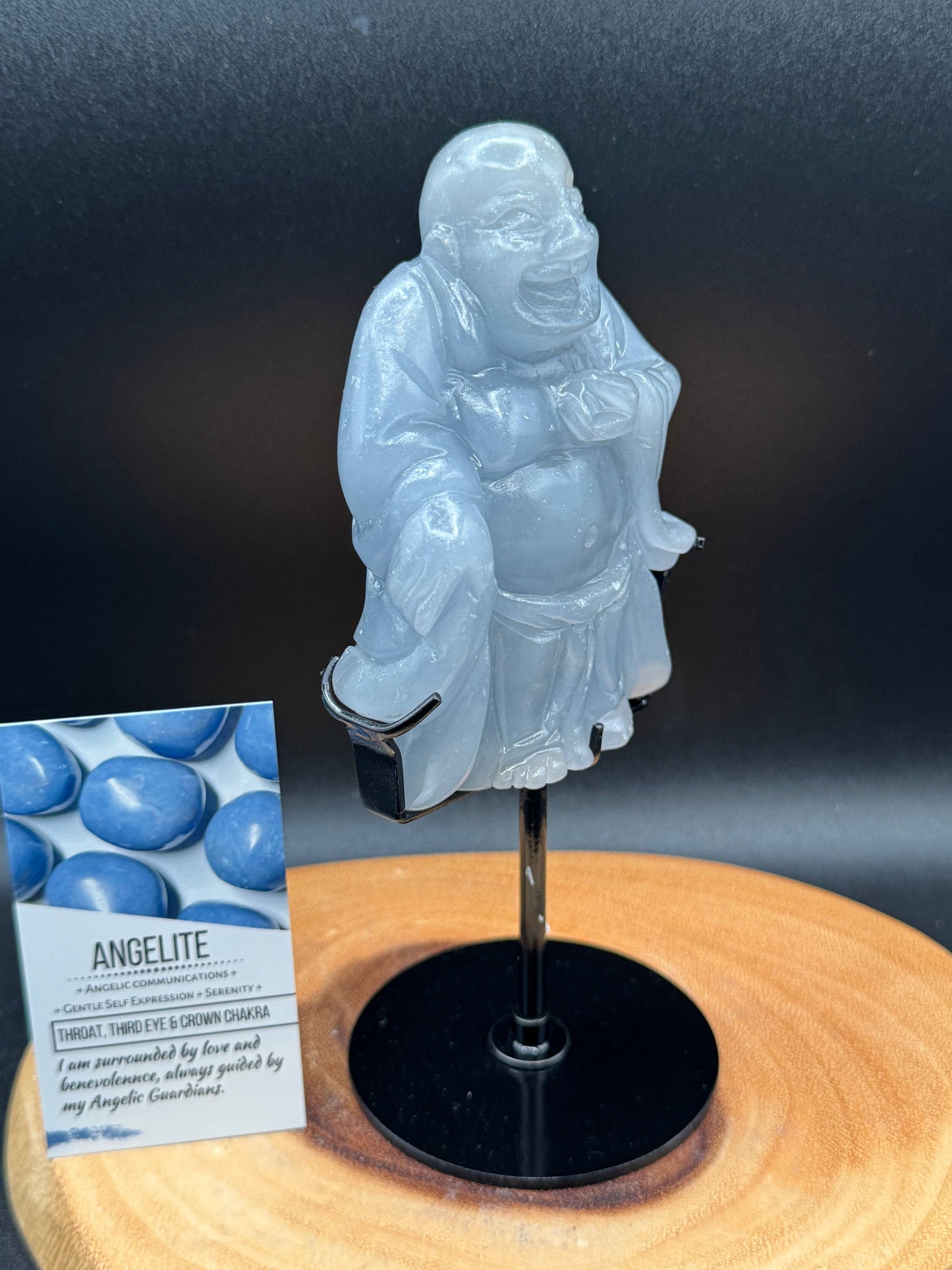 Angelite Happy Laughing Buddha carving G661C