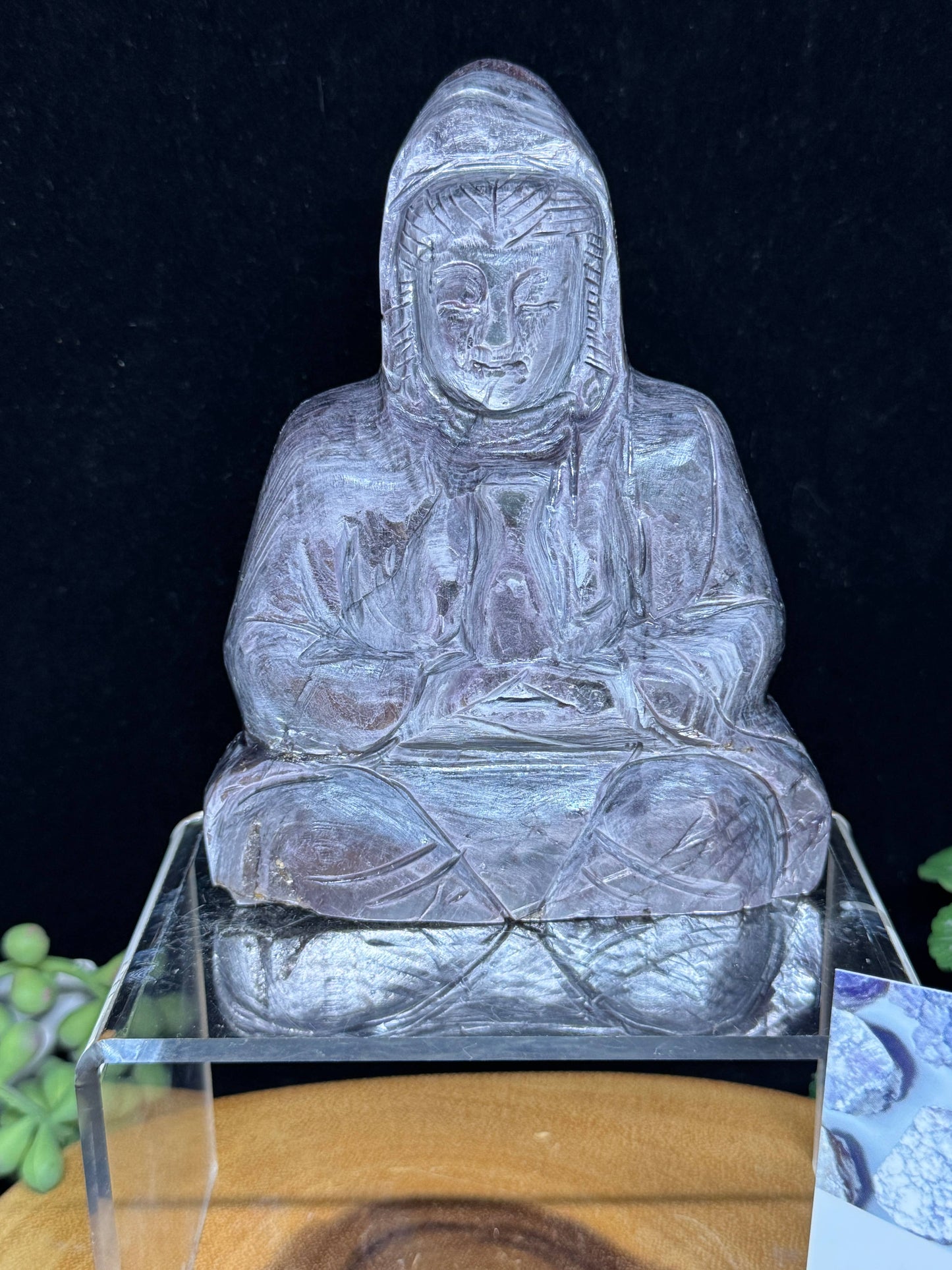 Rare Purple Mica Lepidolite Guan Yin carving G588