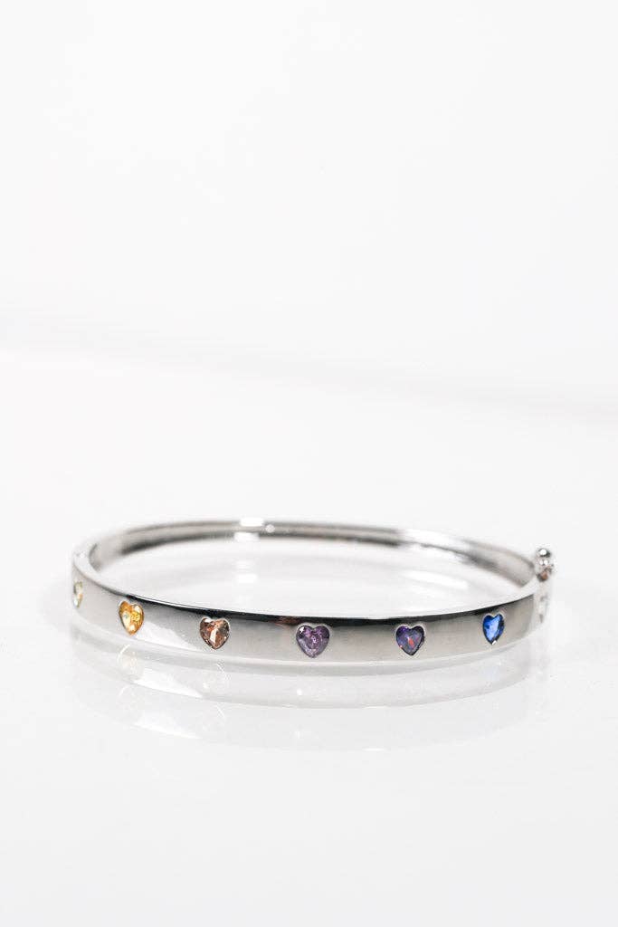 💖 Rainbow Hearts Bangle- Gold or Silver