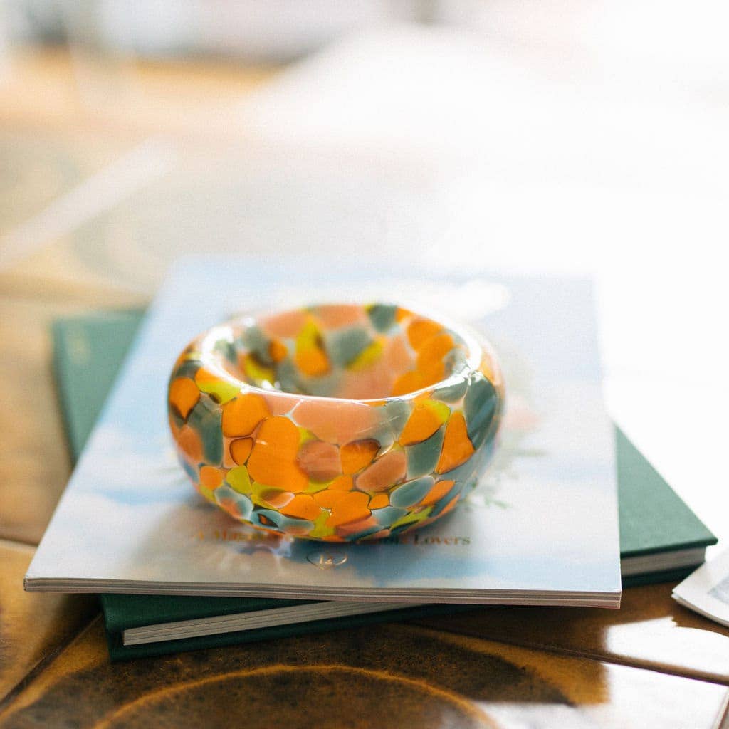 Glass Blown 90's Neon  Bubble Bowl