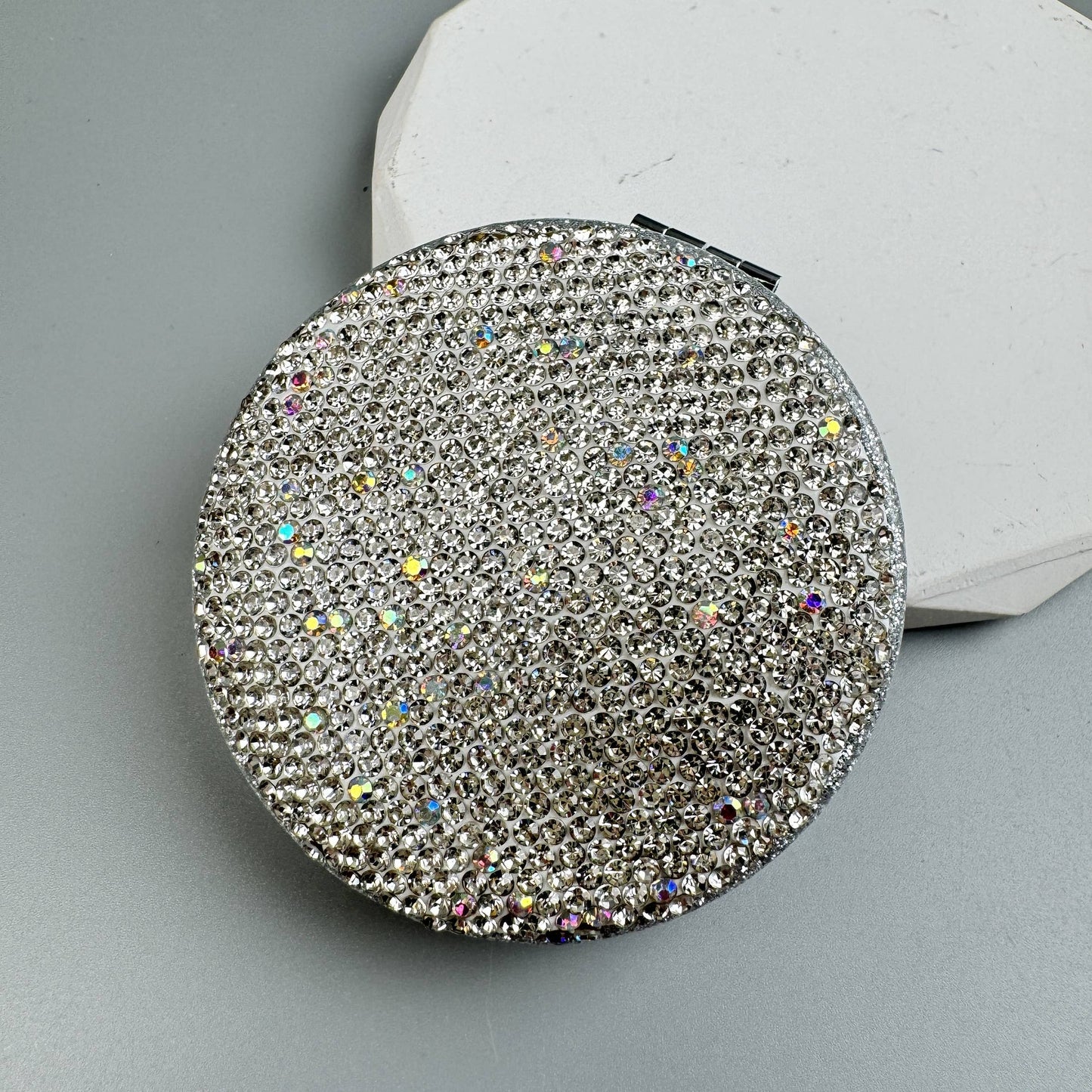 Circle Rhinestone Folding Makeup Mirror