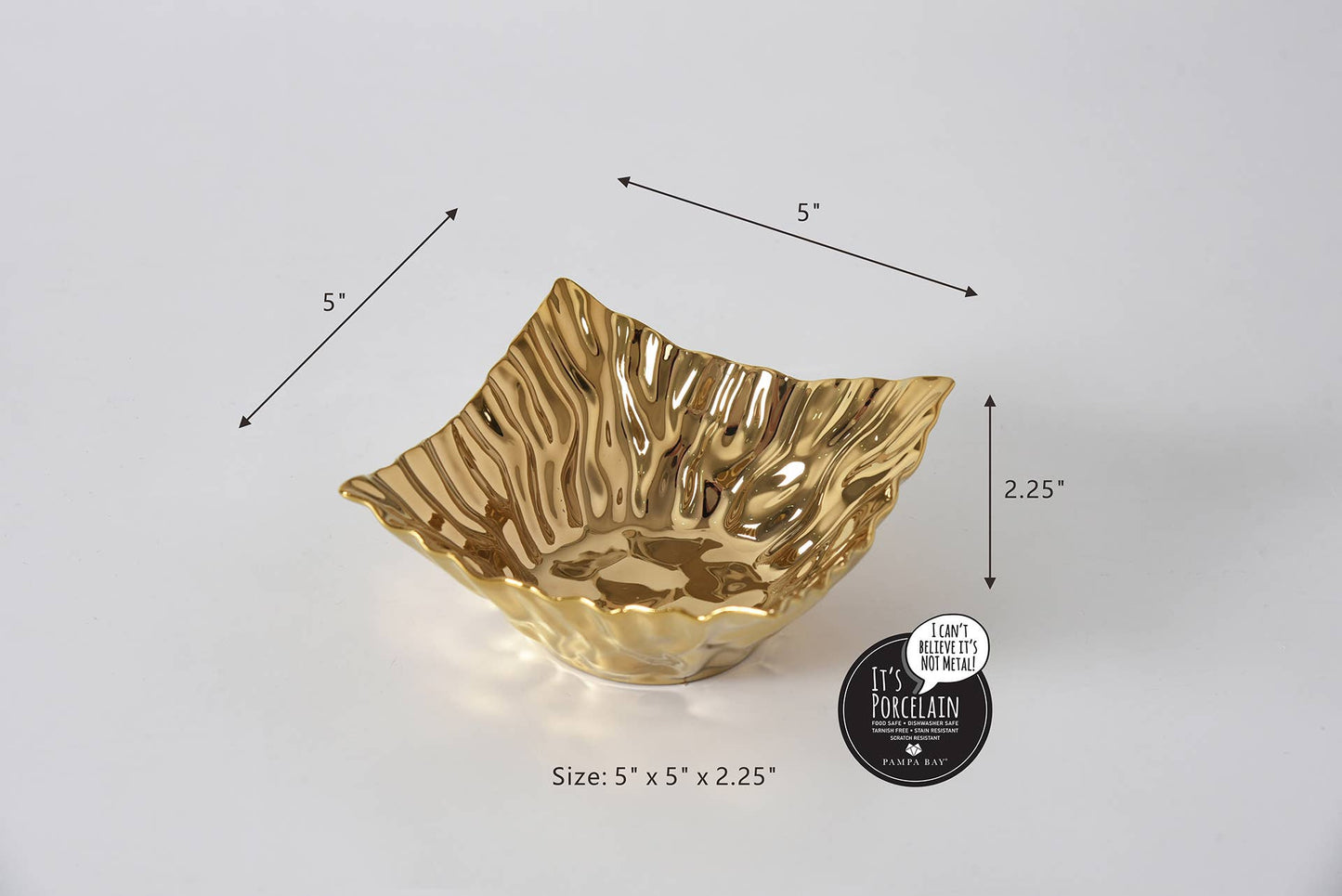 Square Gold Snack Bowl with Pointed Edges