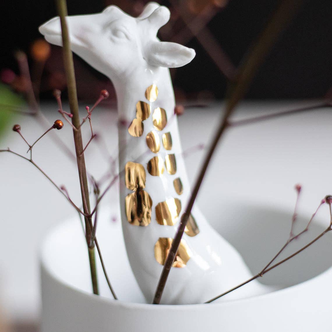 Giraffe Vase with Gold Accent