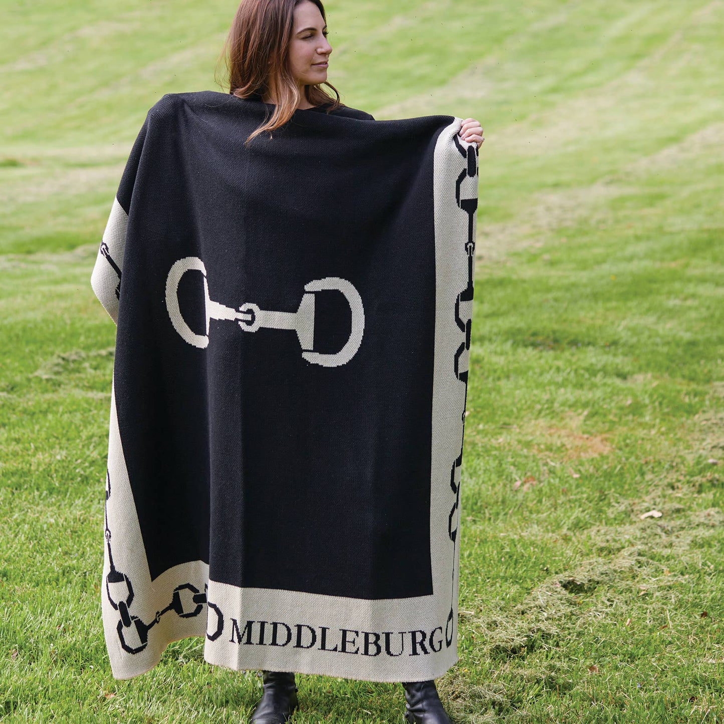 Personalized Equestrian Snaffle Bit Border Throw Blanket