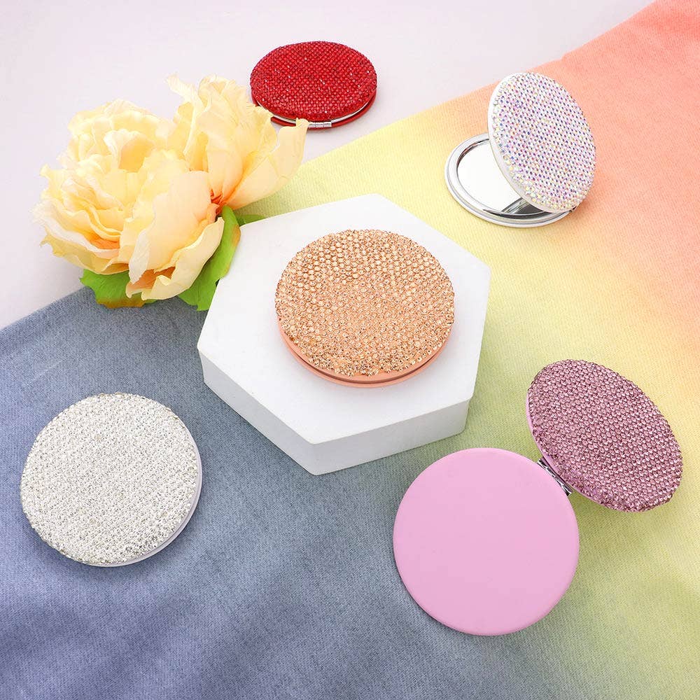 Bling Studded Round Compact Mirror