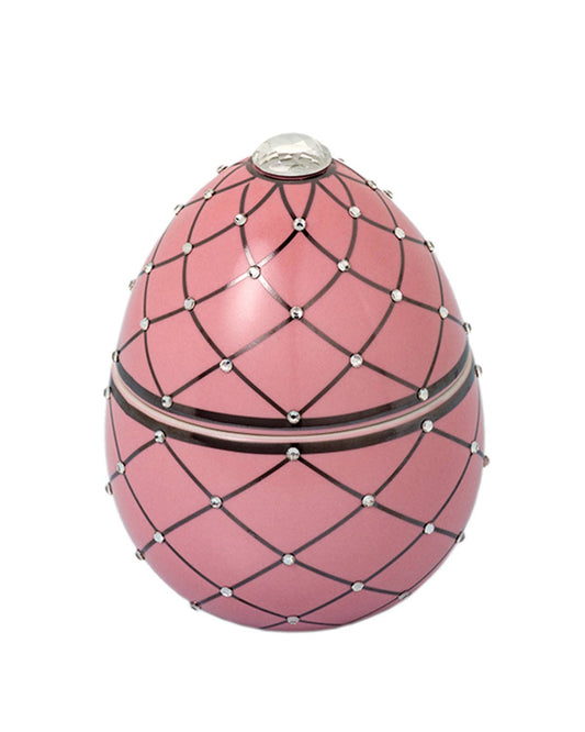 Candle in Ceramic Egg BOIS DE ROUSSIE ROSE SILVER STRIPES