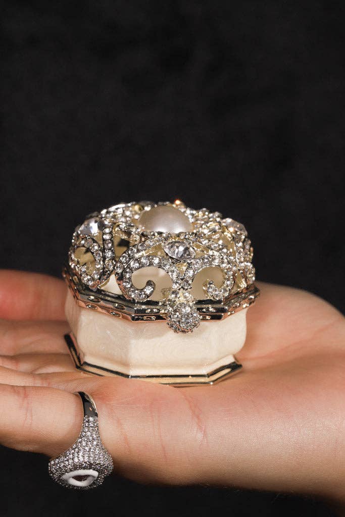 White Crystal Ring Box