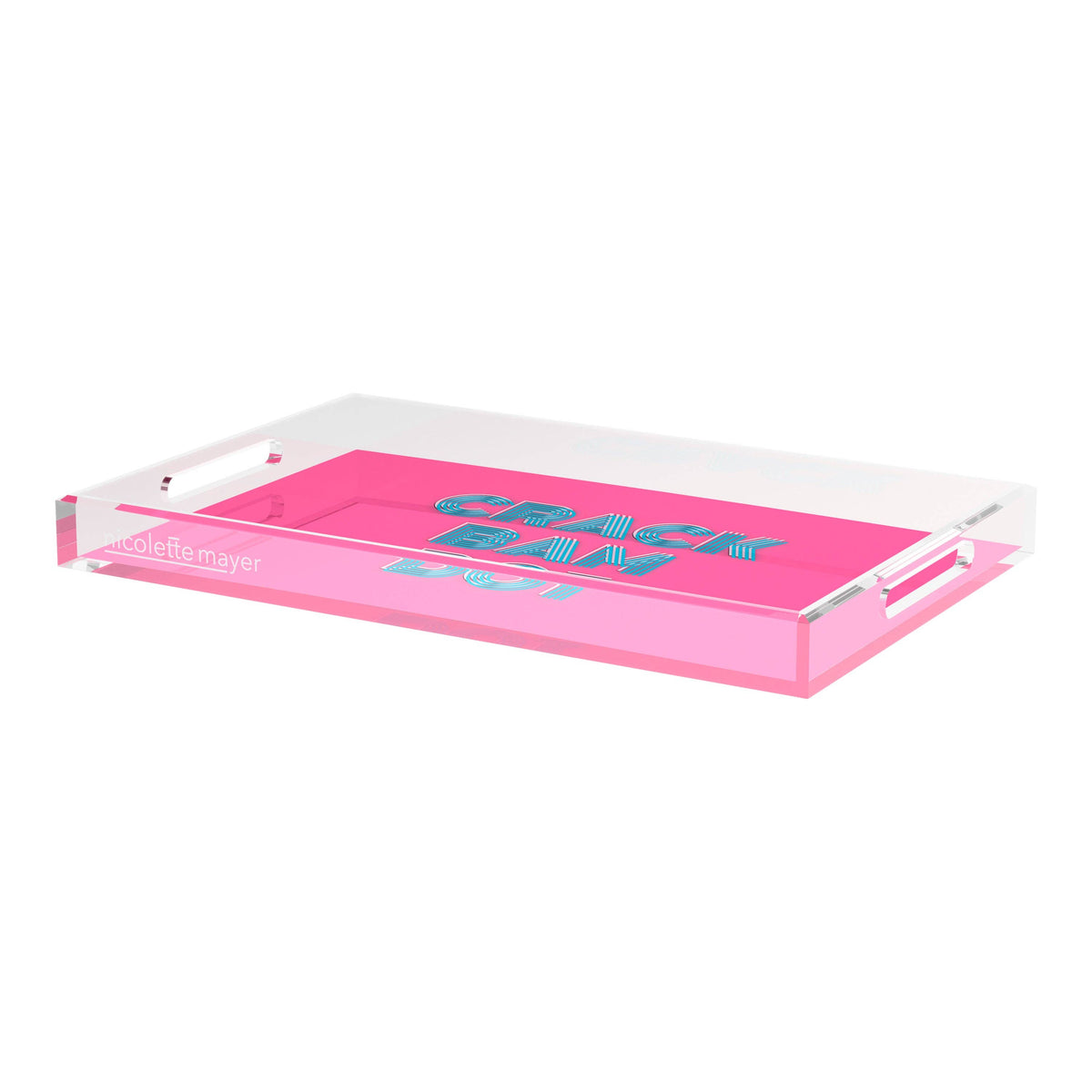 Mahjong Crack Bam Dot Hybiscus Powder Acrylic Rectangle Decorative Tray