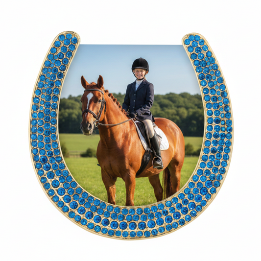 Horseshoe Picture Frame with Capri Blue Stones | Photo Frame