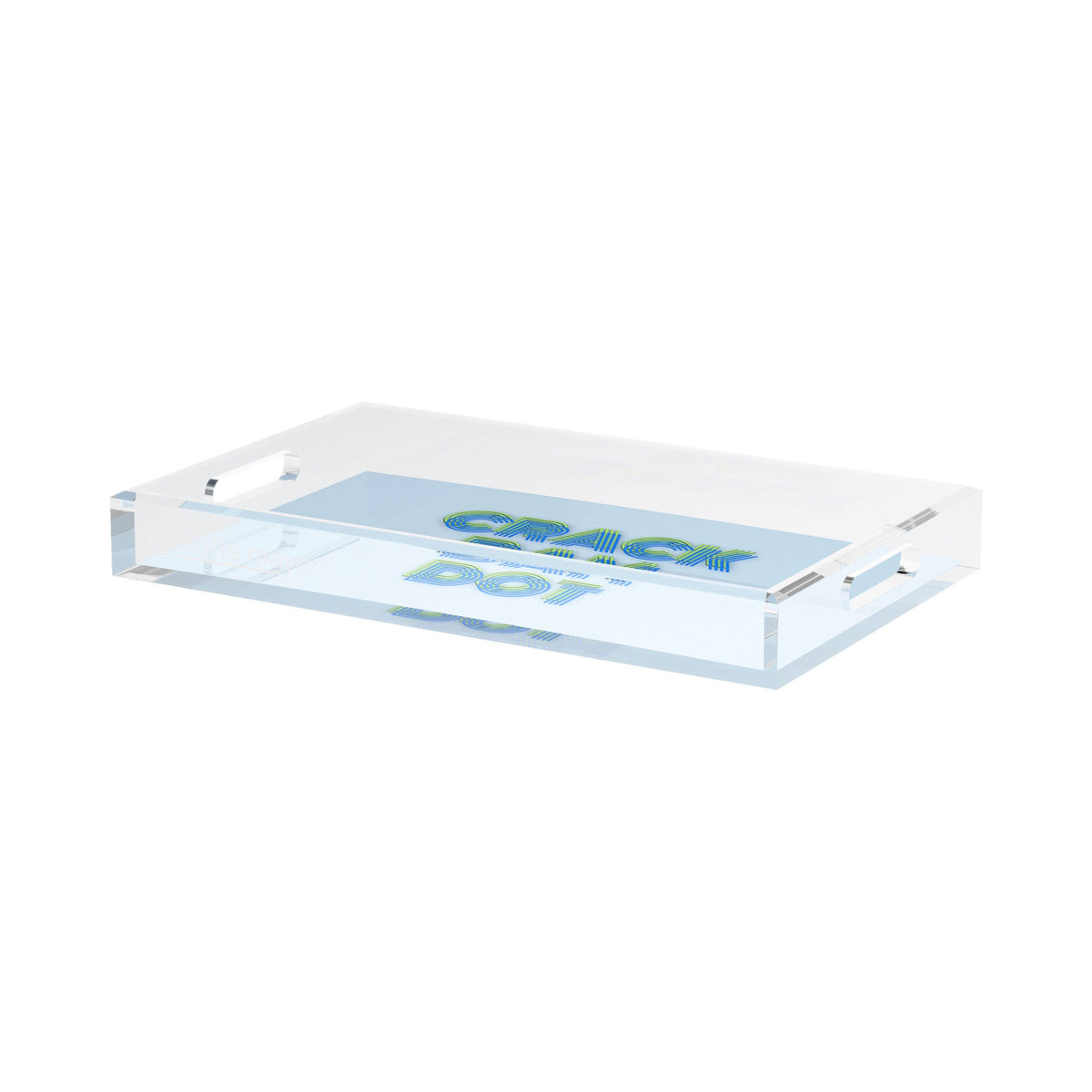 Mahjong Crack Bam Dot Blues Celery Acrylic Rectangle Decorative Tray