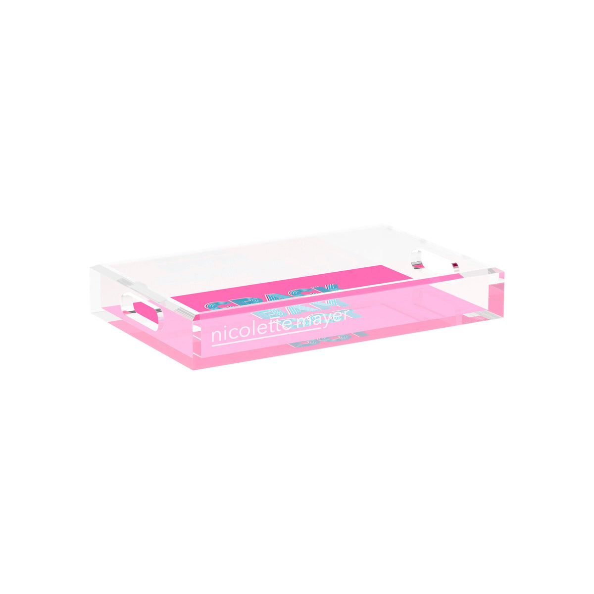 Mahjong Crack Bam Dot Hybiscus Powder Acrylic Rectangle Decorative Tray