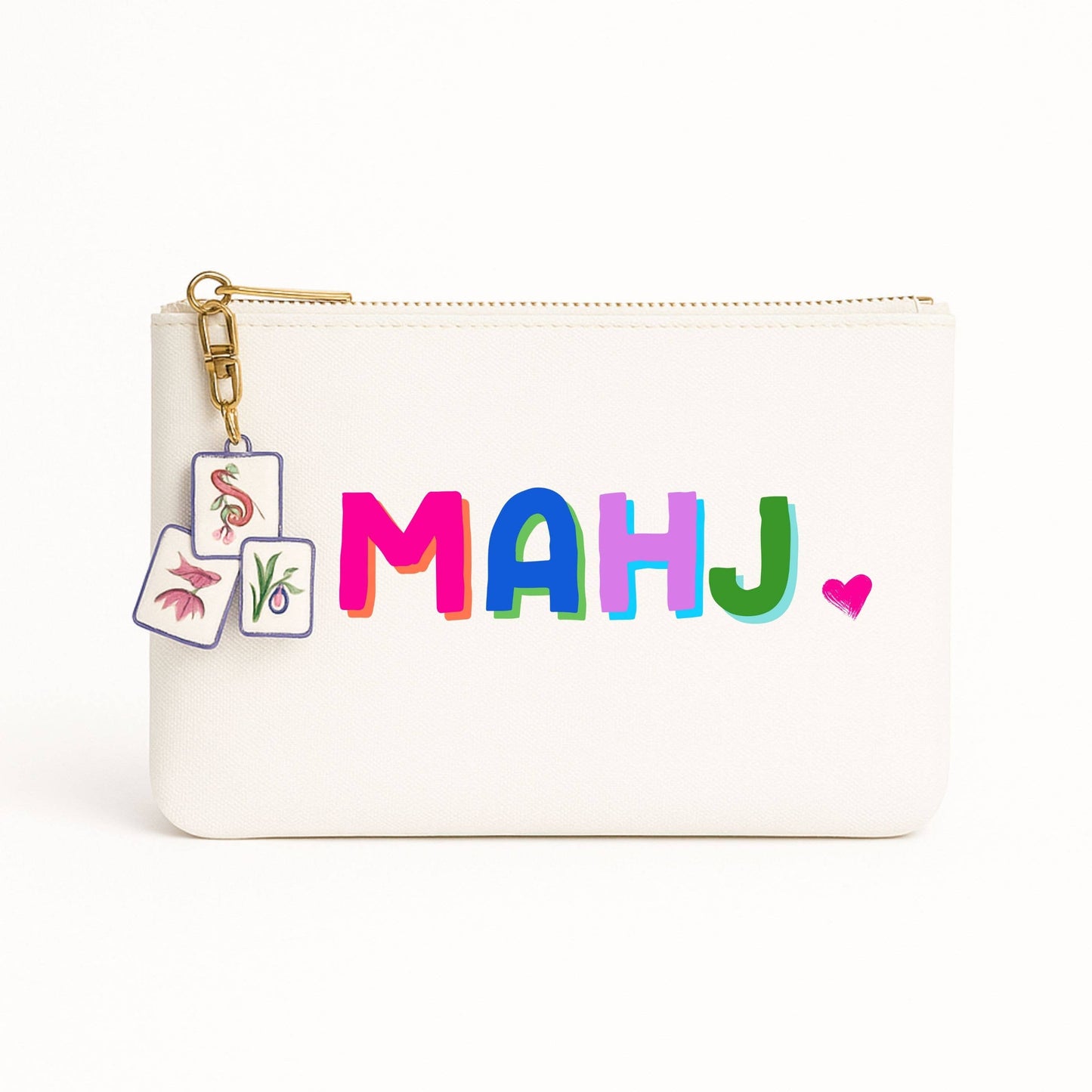 Canvas mahjong bag w/ tile zipper