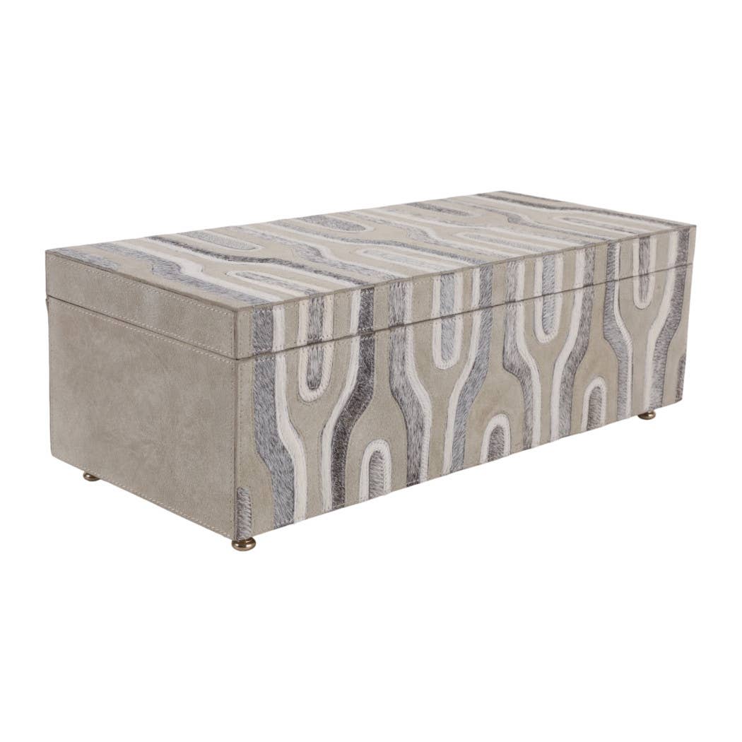 Decorative Box - Gray Wood Rectangular with Lid, 16 in.