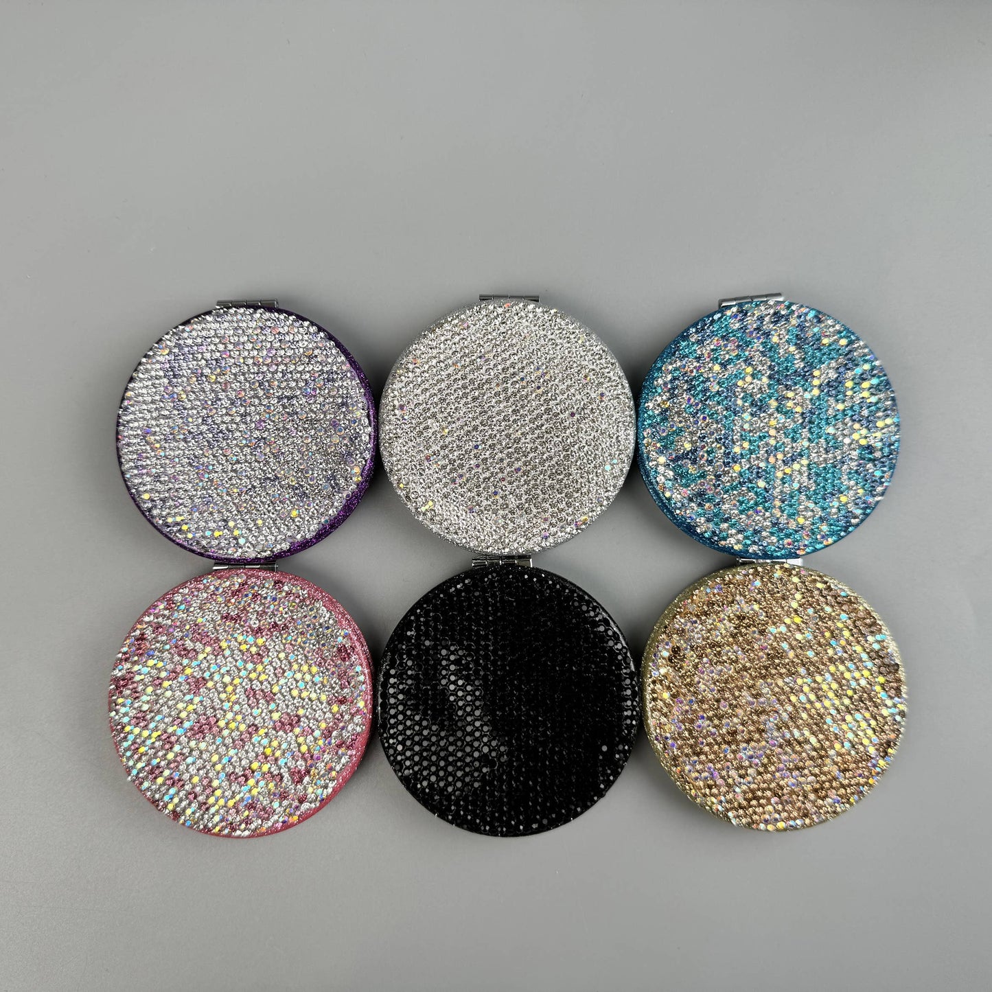 Circle Rhinestone Folding Makeup Mirror