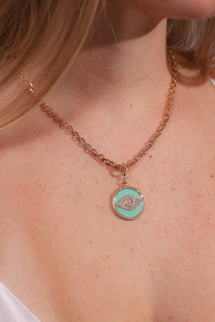 Lucky Charm: Faux Turquoise and Crystal Evil Eye Necklace