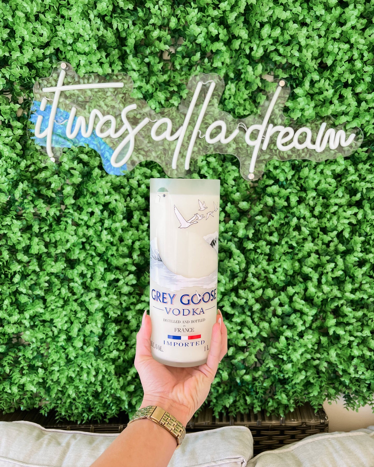 Recycled Grey Goose Candle 