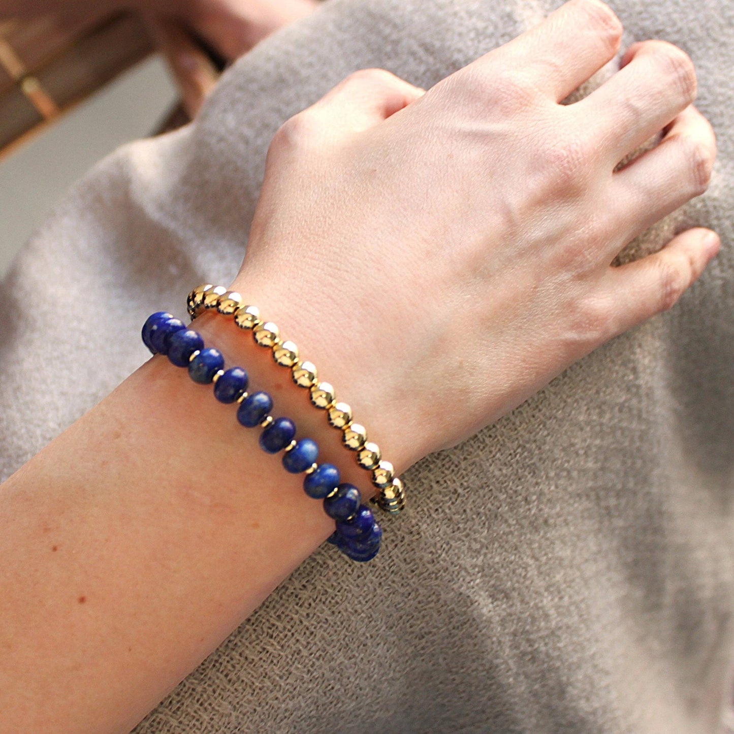 Midnight Lapis Beaded Bracelet
