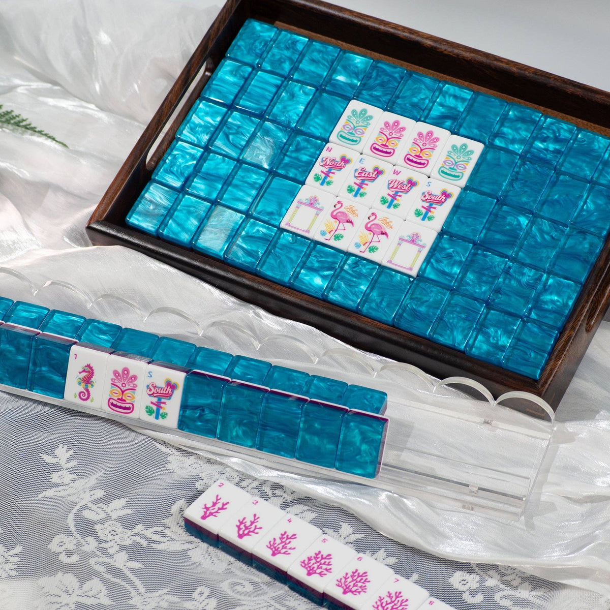 Palm Beach Mahjong Set - Sapphire Blue