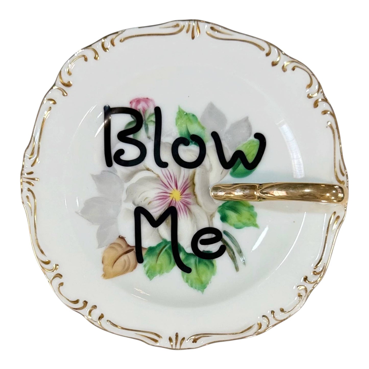 Blow Me Vintage Plate
