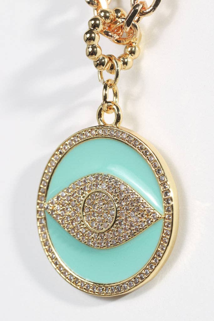 Lucky Charm: Faux Turquoise and Crystal Evil Eye Necklace