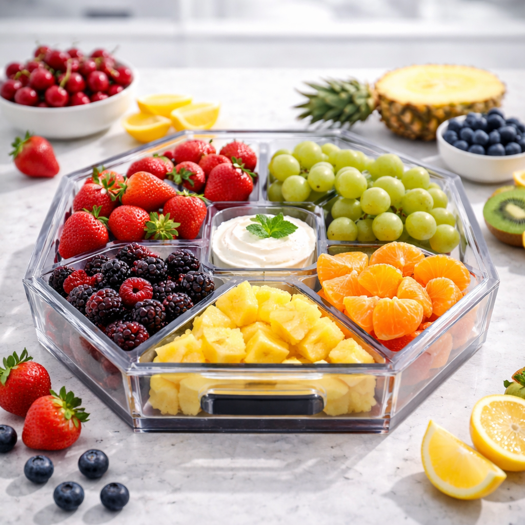 Acrylic Entertainer Tray, Social Serving, Clear/Black