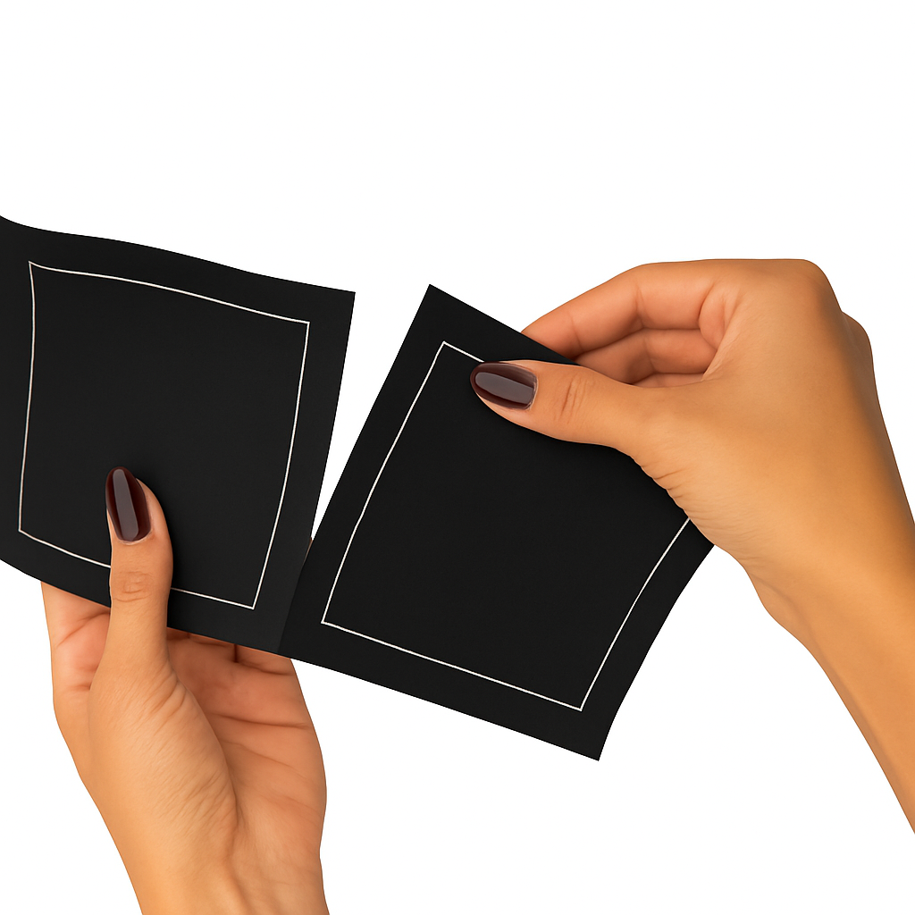 Cotton Cocktail Napkin Roll: Queen of Spades (Black)