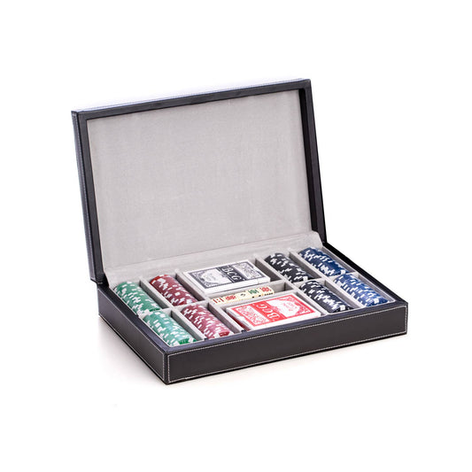 Poker Set in Black leather Case