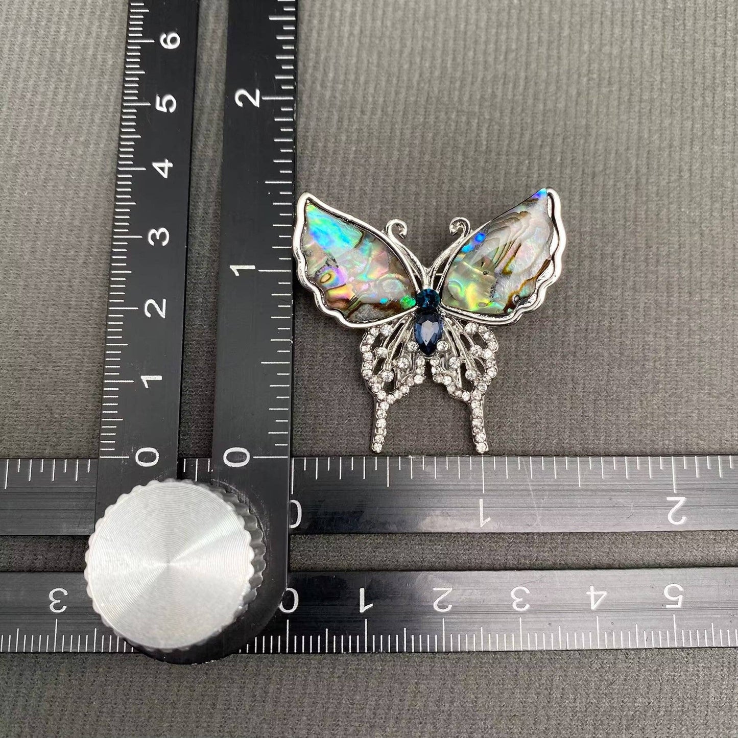 Rhinestones & Abalone Shells Inlaid Butterfly Brooch