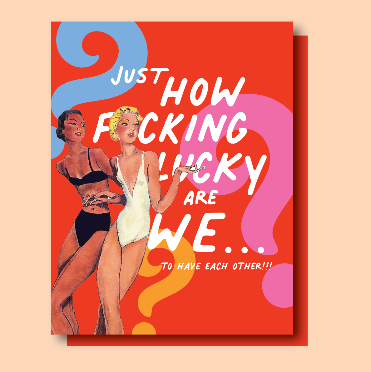 LUCKY GIRLS greeting card