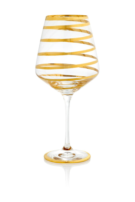 Gold Spiral Wine Glass Venetian Glass (each)