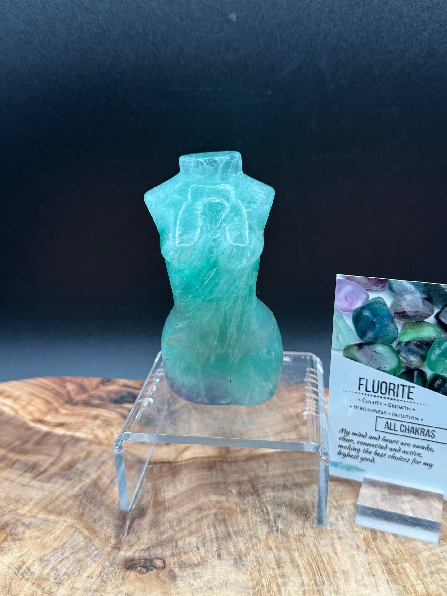 4.1" Fluorite Women Goddess Lady Body Carving L156