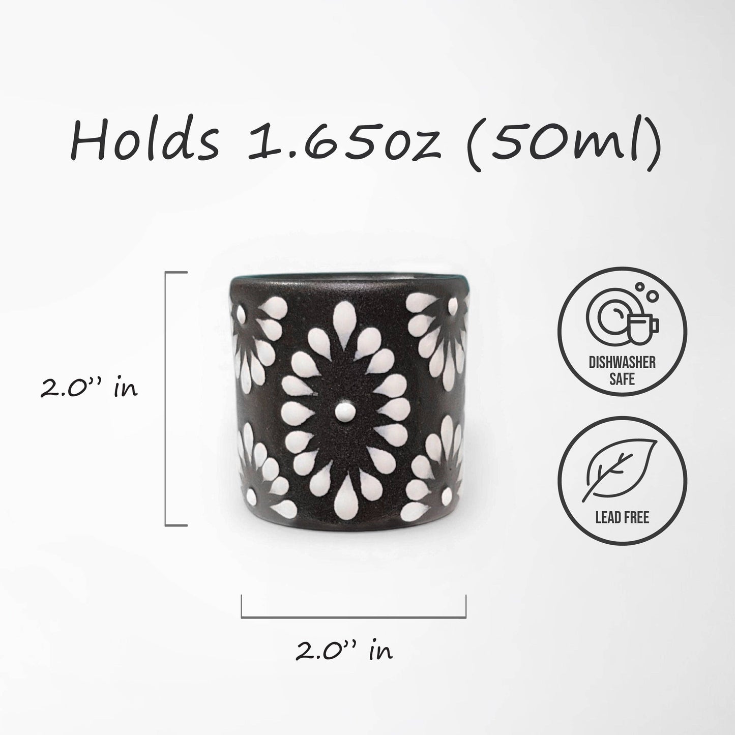 Talavera Shot Glass - Black & White (Each)