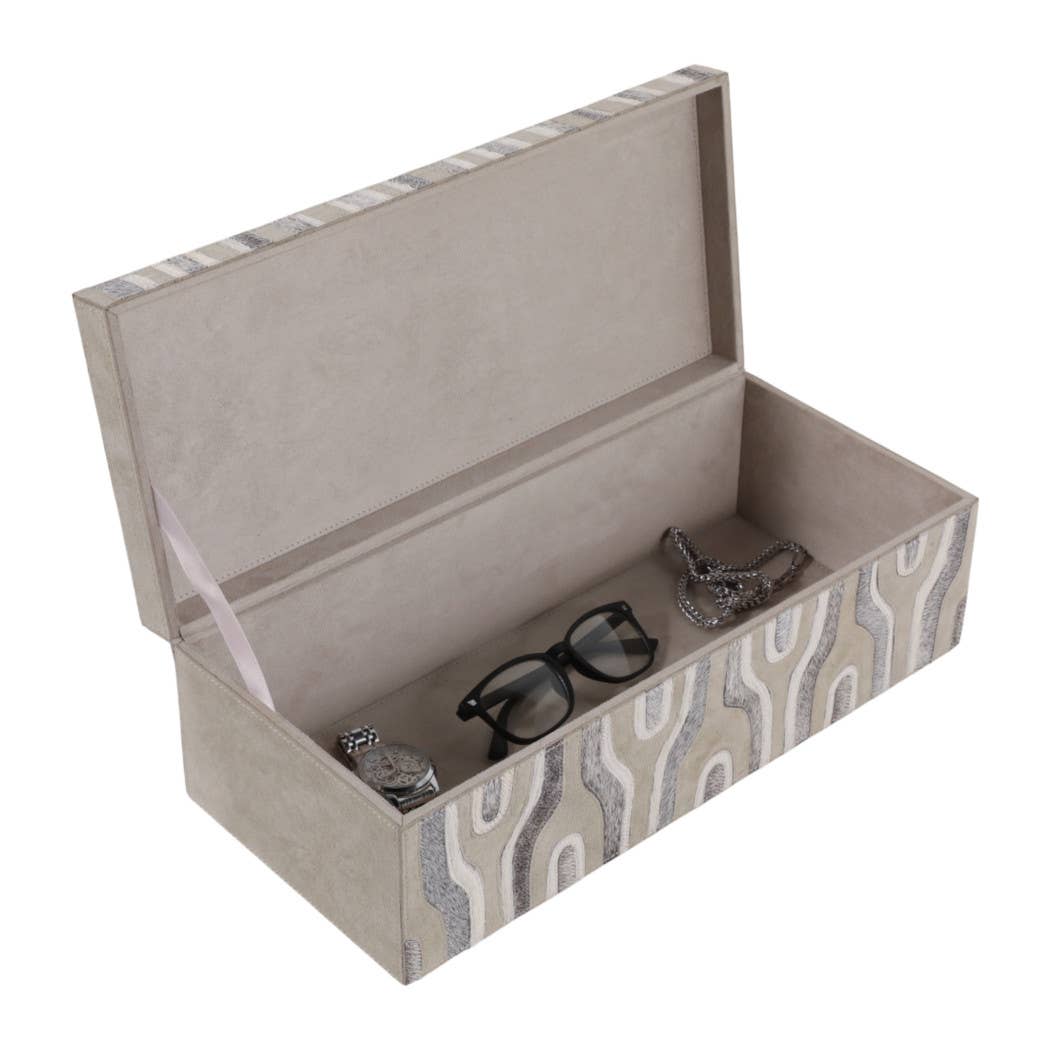 Decorative Box - Gray Wood Rectangular with Lid, 16 in.