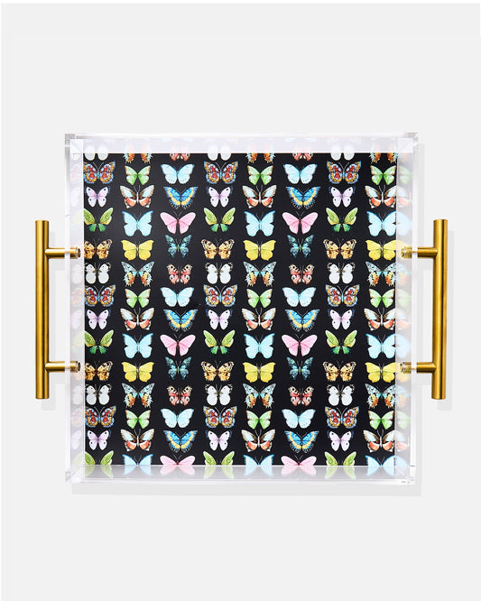 Monarch Acrylic Tray With Gold Handles(Pop of Color)