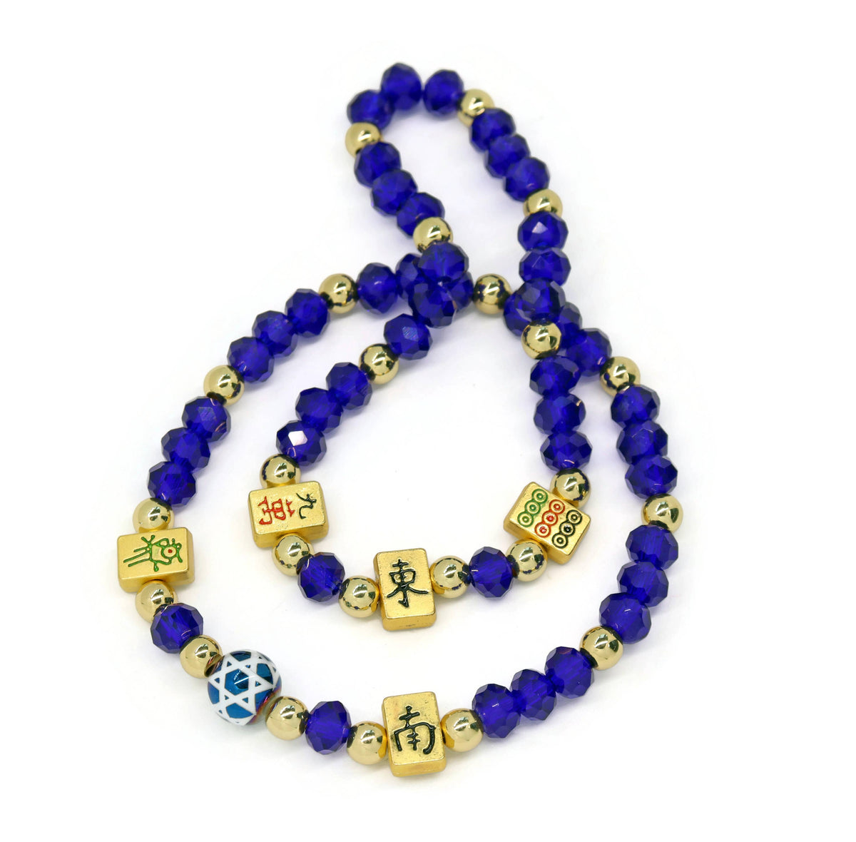 Mahjong Gold & Blue Bracelet