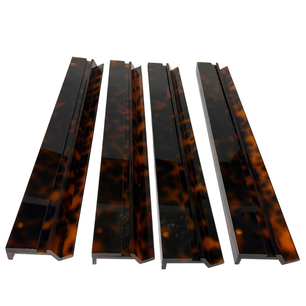 Luxury Handmade Tortoise Shell Acrylic Mahjong Racks and Pushers Set (4 Pieces)