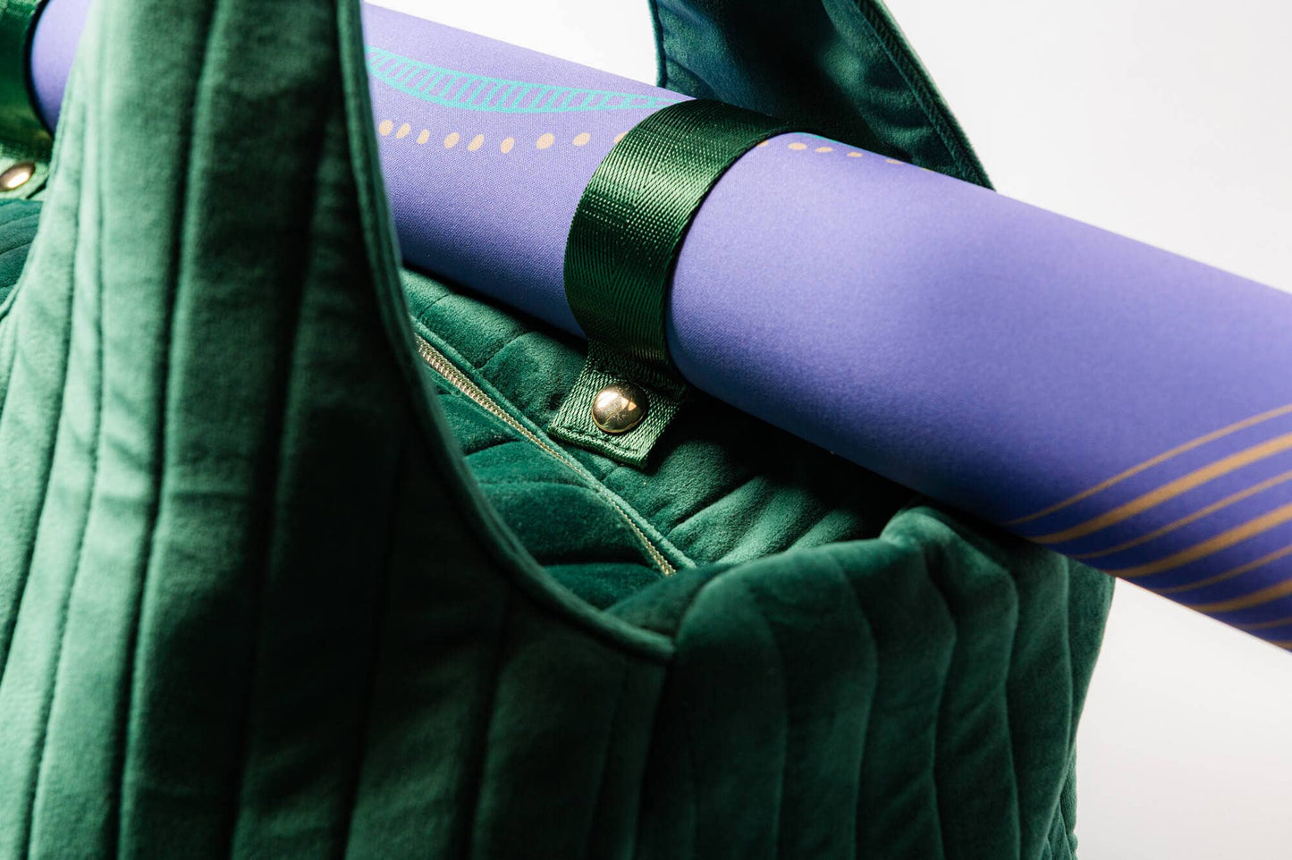 Green Velvet Quilted Mahjong Bag